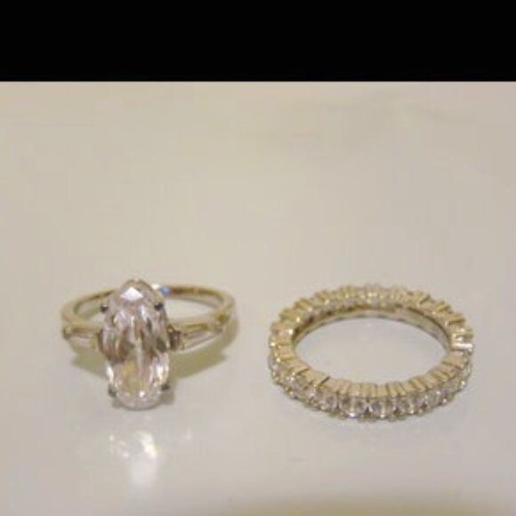 Radiance by Absolute Oval Baguette Accent Engagement & Band Ring Size 8 - Picture 4 of 8